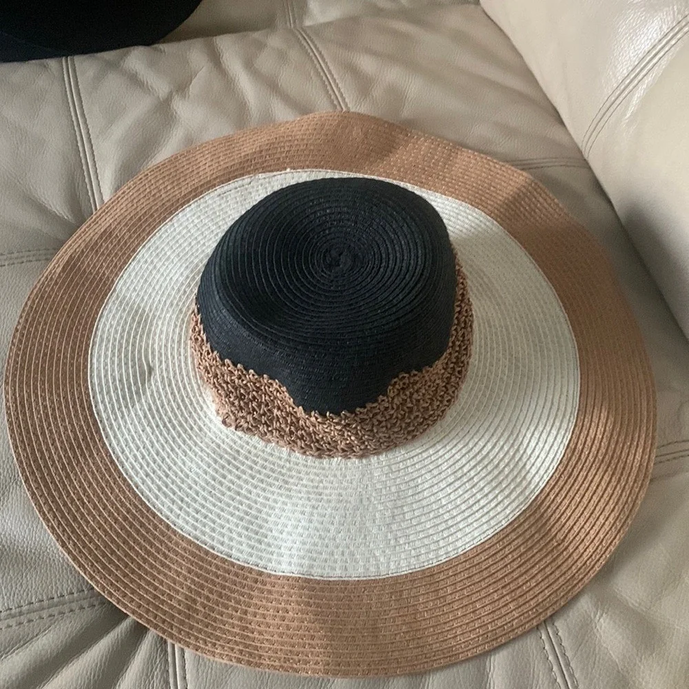 Floppy striped maxi‎ hat bohemian straw festive beach travel banded